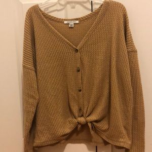 American eagle Gold/yellow tie front long sleeve